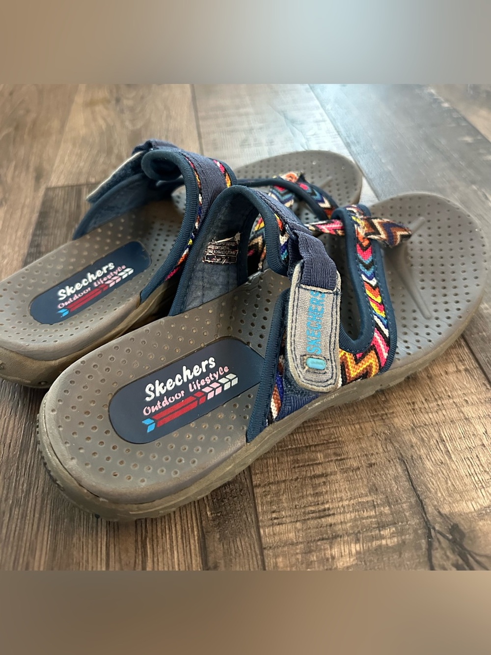 Skechers Women's Reggae-Zig Swag sandals in the navy/multicolor colorway Size 7 - Picture 3 of 7